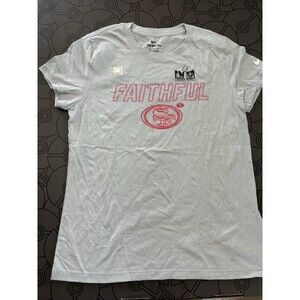 San Francisco 49ers Shirt Women M Gray Red Neon Sign Cotton Gym NFL Nike